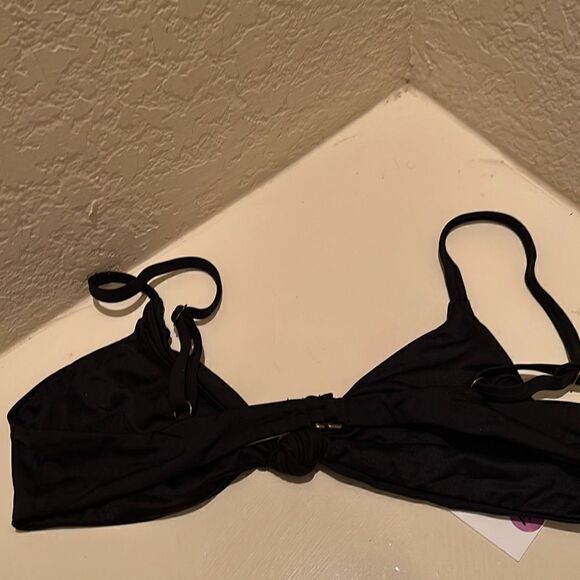 Andie Womens Size Large Santorini Swim Swimwear Bikini Top Black Front Knot NWT - Picture 6 of 6